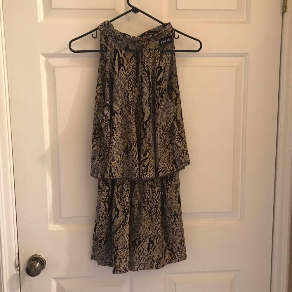 Fabrik Shorts Halter Backless Python Romper - image 1